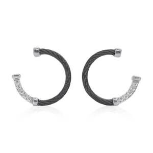 NEW ALOR women's 3/4 circle earrings in black